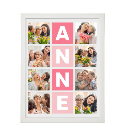 Mother's Day Special Gift for Mother with Pink Detail and 8 Photos Framed with Mother Written