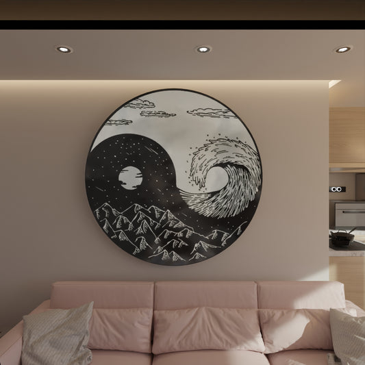 Yuvarlak Modern Tablo-Siyah Beyaz