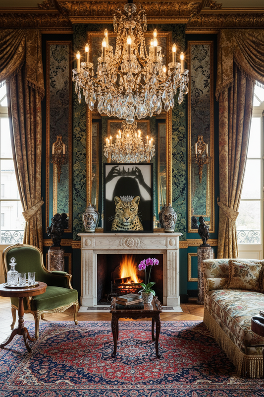 Taçlı Leopar Siyah Çerçeveli Modern Tablo | Güç ve Asalet Temalı Duvar Dekoru Kraliçe Benim