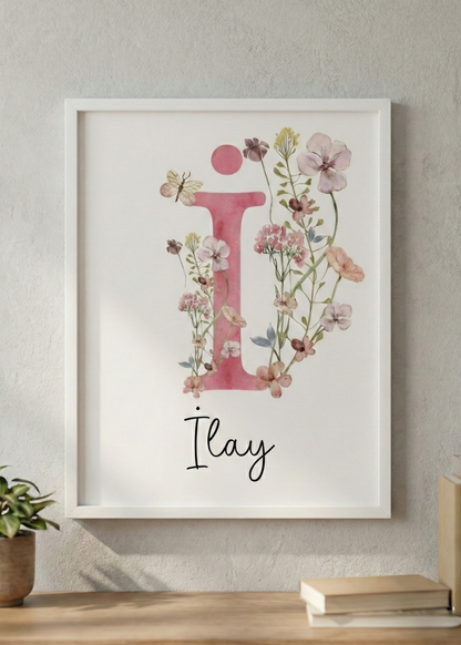 Kişiye Özel İsimli 3'lü Çocuk Odası Tablo Seti - Pembe Tavşan ve Kaz Tasarım