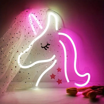 Neon Girls' Room Unicorn Pink Themed Illuminated Decorative Wall Lighting