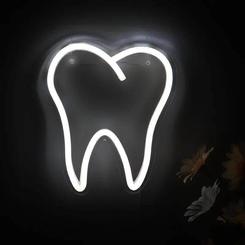 Neon Dentist Dental Themed Illuminated Decorative Wall Lighting (White - 20 cm x 17 cm)