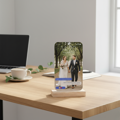 Kişiye Özel Telefon Ekranı Tasarımlı Akrilik Dekor | Düğün – Tanışma Tarihi Hatırası | Romantik Hediye
