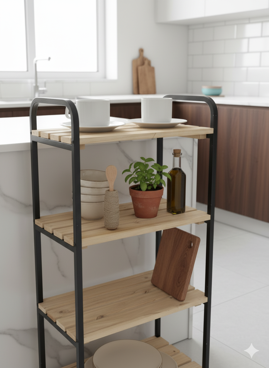 Banyo ve Mutfak Düzenleyici 4 Katlı Metal Raf – Çok Amaçlı Dolap & Organizer