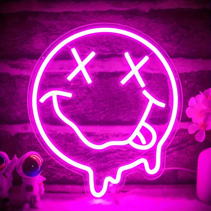Neon Melting Smiley Face Emoji Themed Lighting