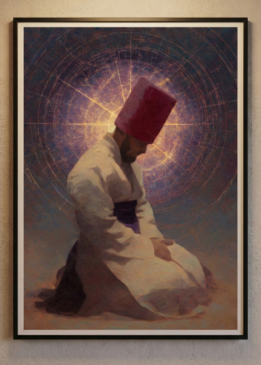 Semazen İllüstrasyon Çerçeveli Tablo - Mevlana Temalı Sanat Eseri