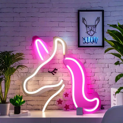 Neon Girls' Room Unicorn Pink Themed Illuminated Decorative Wall Lighting