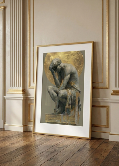 Altın Varaklı Modern Heykel Tasarım Çerçeveli Tablo