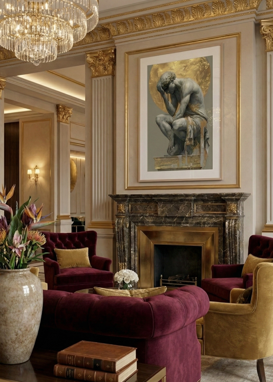 Altın Varaklı Modern Heykel Tasarım Çerçeveli Tablo