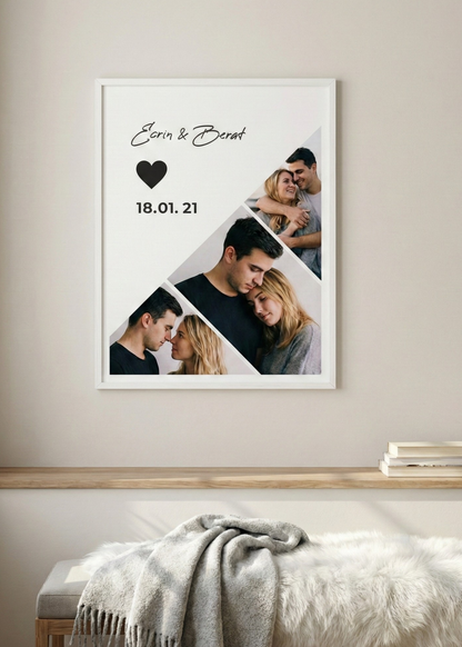 14 Şubat Sevgililer Günü Hediyesi Kişiye Özel Modern Tasarım Çerçeveli Anı Tablosu