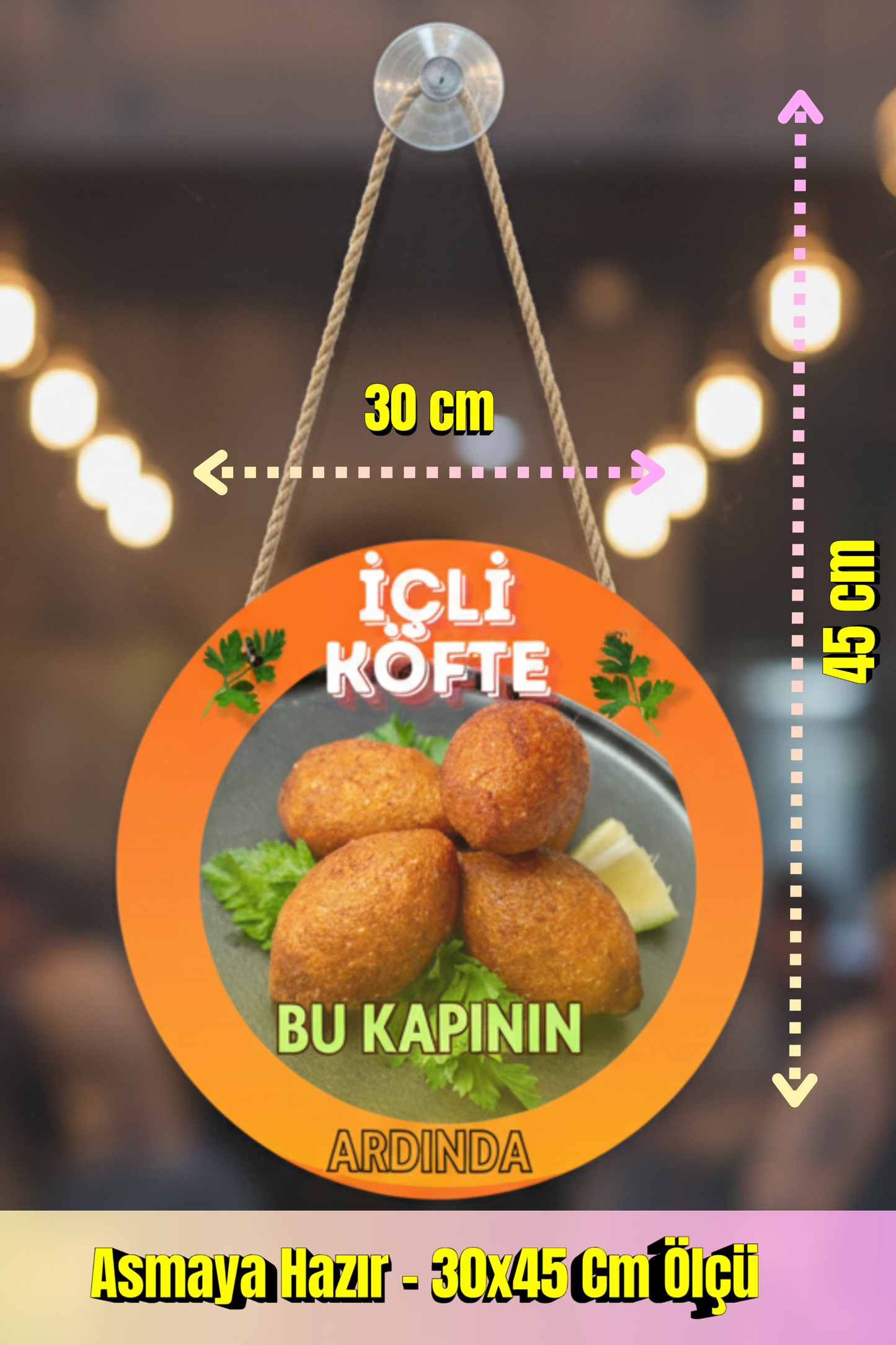 İçli Köfte Kapı ve Vitrin Asma Tabelası – 30x45 cm Asmaya Hazır