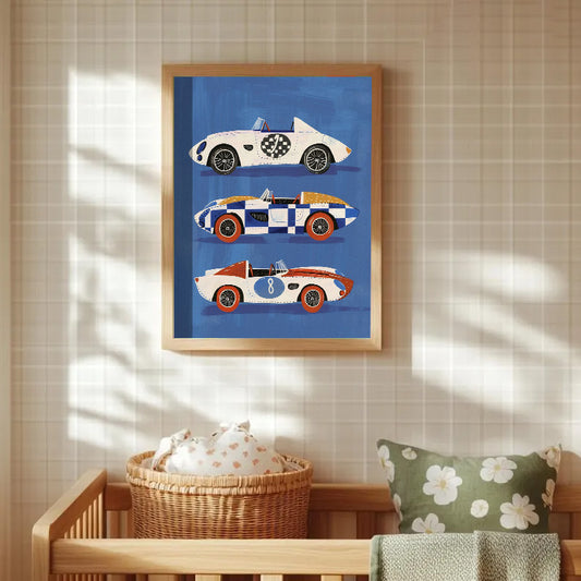 Retro Yarış Arabaları Çocuk Odası Tablosu 🚗🏁✨