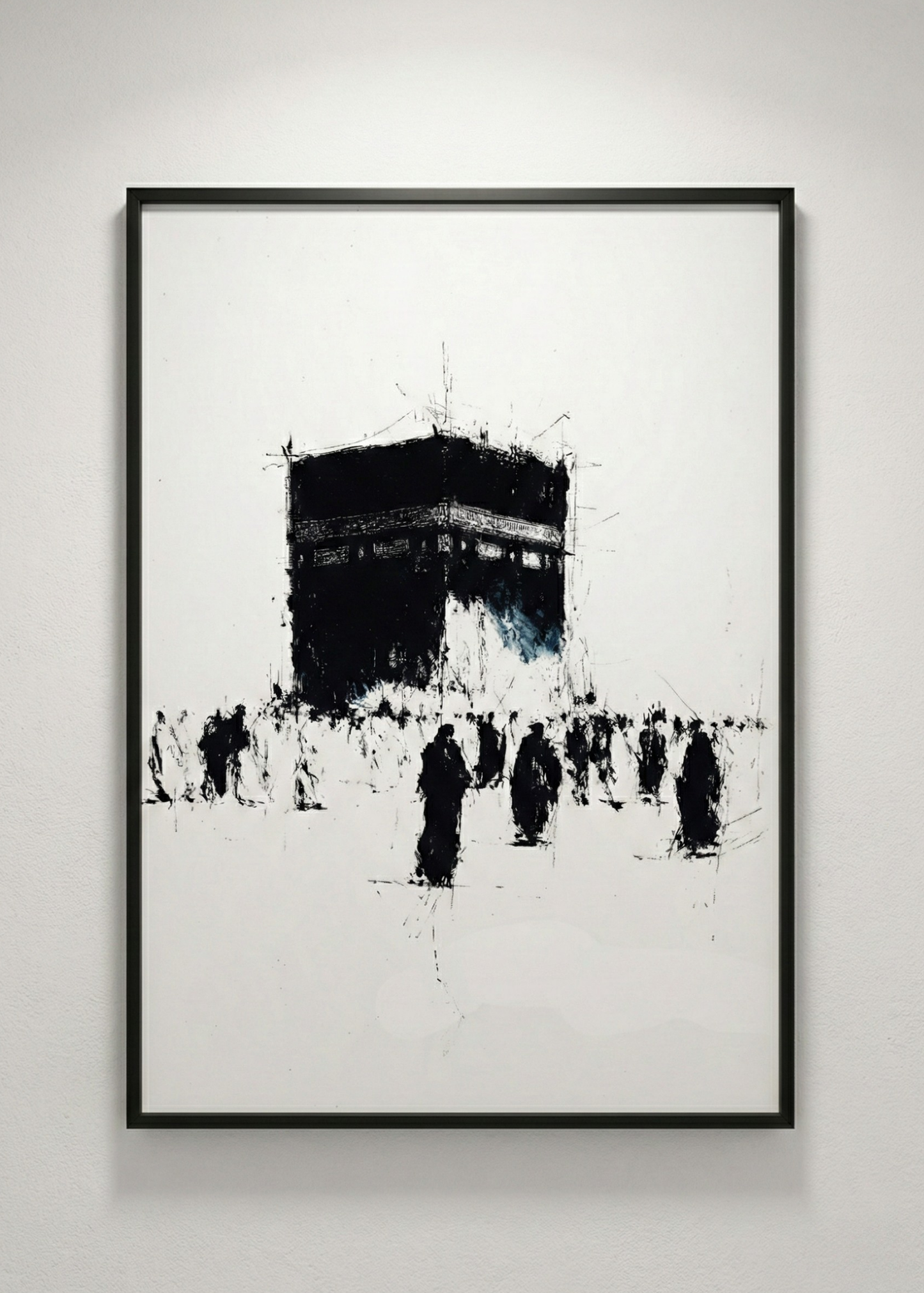 Karakalem Stil Kabe-i Şerif Çerçeveli Tablo