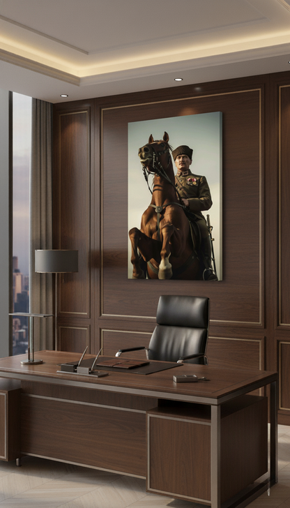 Atatürk Ata ve Asil Duruş Temalı Kanvas Tablo | Ofis ve Çalışma Odası Duvar Dekoru