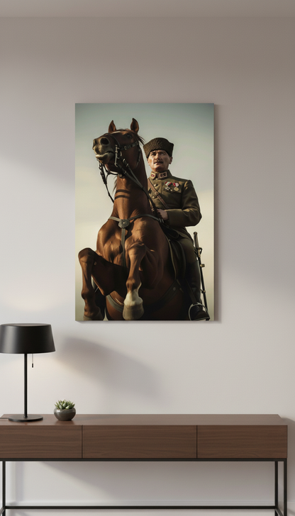 Atatürk Ata ve Asil Duruş Temalı Kanvas Tablo | Ofis ve Çalışma Odası Duvar Dekoru