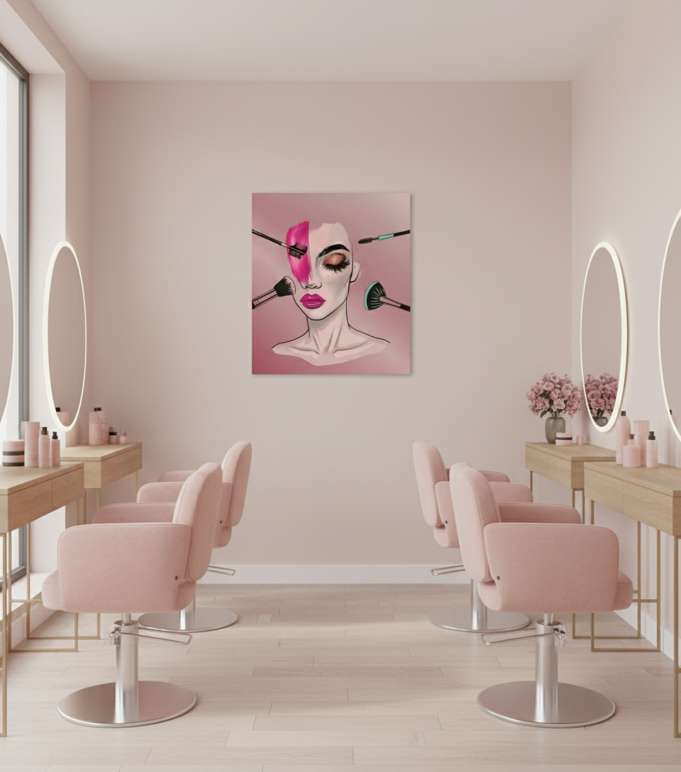 Makyaj ve Güzellik Temalı Kadın Portre Kanvas Tablo | Kuaför ve Güzellik Salonu Duvar Dekoru