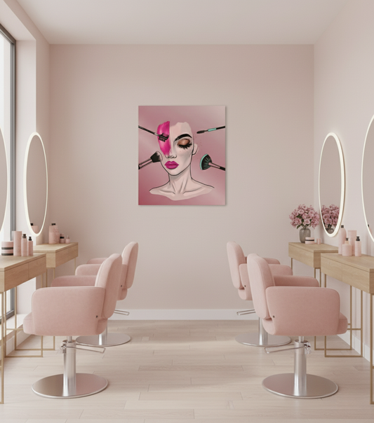 Makyaj ve Güzellik Temalı Kadın Portre Kanvas Tablo | Kuaför ve Güzellik Salonu Duvar Dekoru