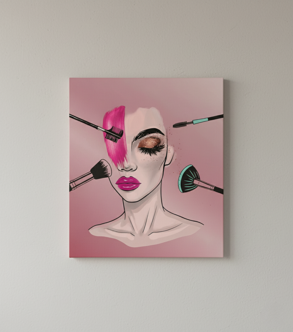 Makyaj ve Güzellik Temalı Kadın Portre Kanvas Tablo | Kuaför ve Güzellik Salonu Duvar Dekoru