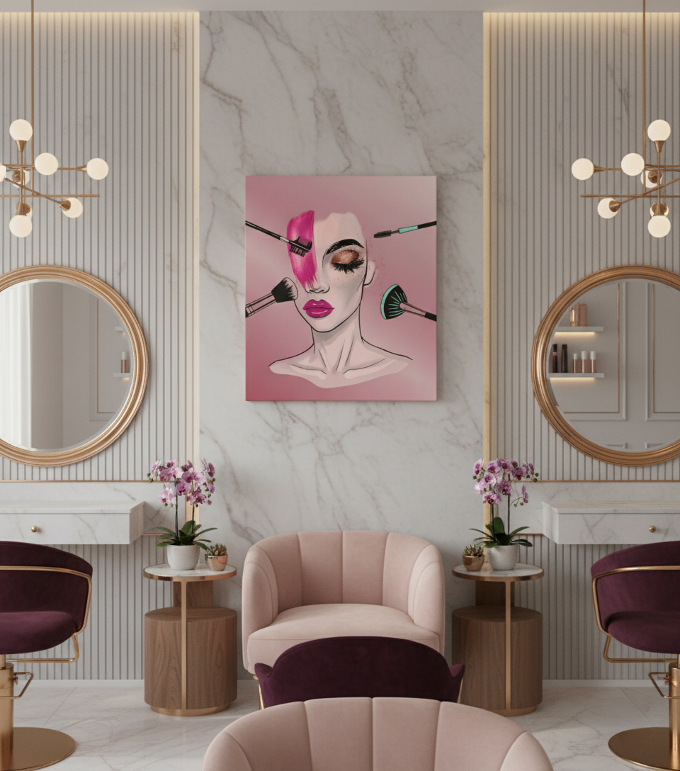 Makyaj ve Güzellik Temalı Kadın Portre Kanvas Tablo | Kuaför ve Güzellik Salonu Duvar Dekoru