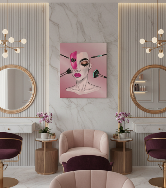 Makyaj ve Güzellik Temalı Kadın Portre Kanvas Tablo | Kuaför ve Güzellik Salonu Duvar Dekoru