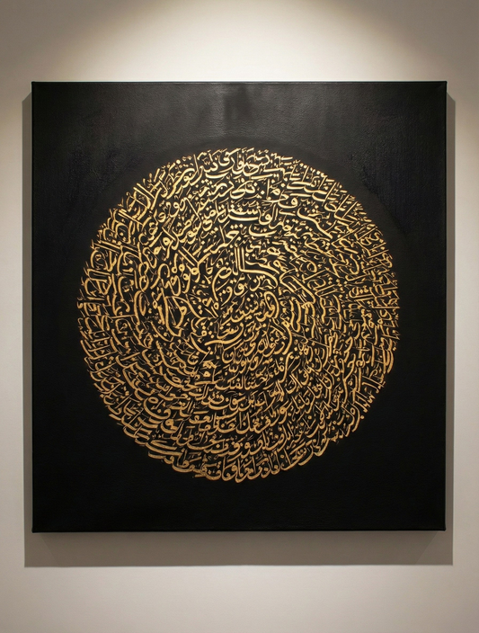 Altın Tonlu Arapça Hat Sanatı Kanvas Tablo İslami Duvar Dekoru Modern Dini Kanvas Tablo