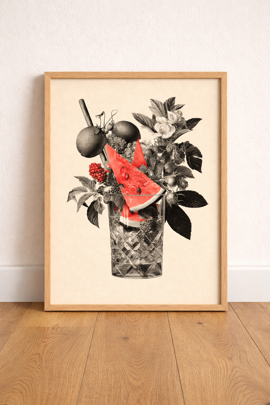 Yaz Temalı Karpuz ve Meyve Tasarım Dekoratif Duvar Tablosu