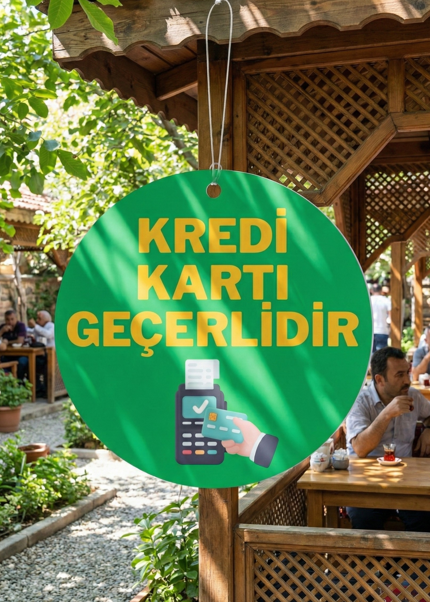 Kredi Kartı Geçerlidir Asma Tabelası - Çift Taraflı Dükkan Giriş Levhası 20x30 cm
