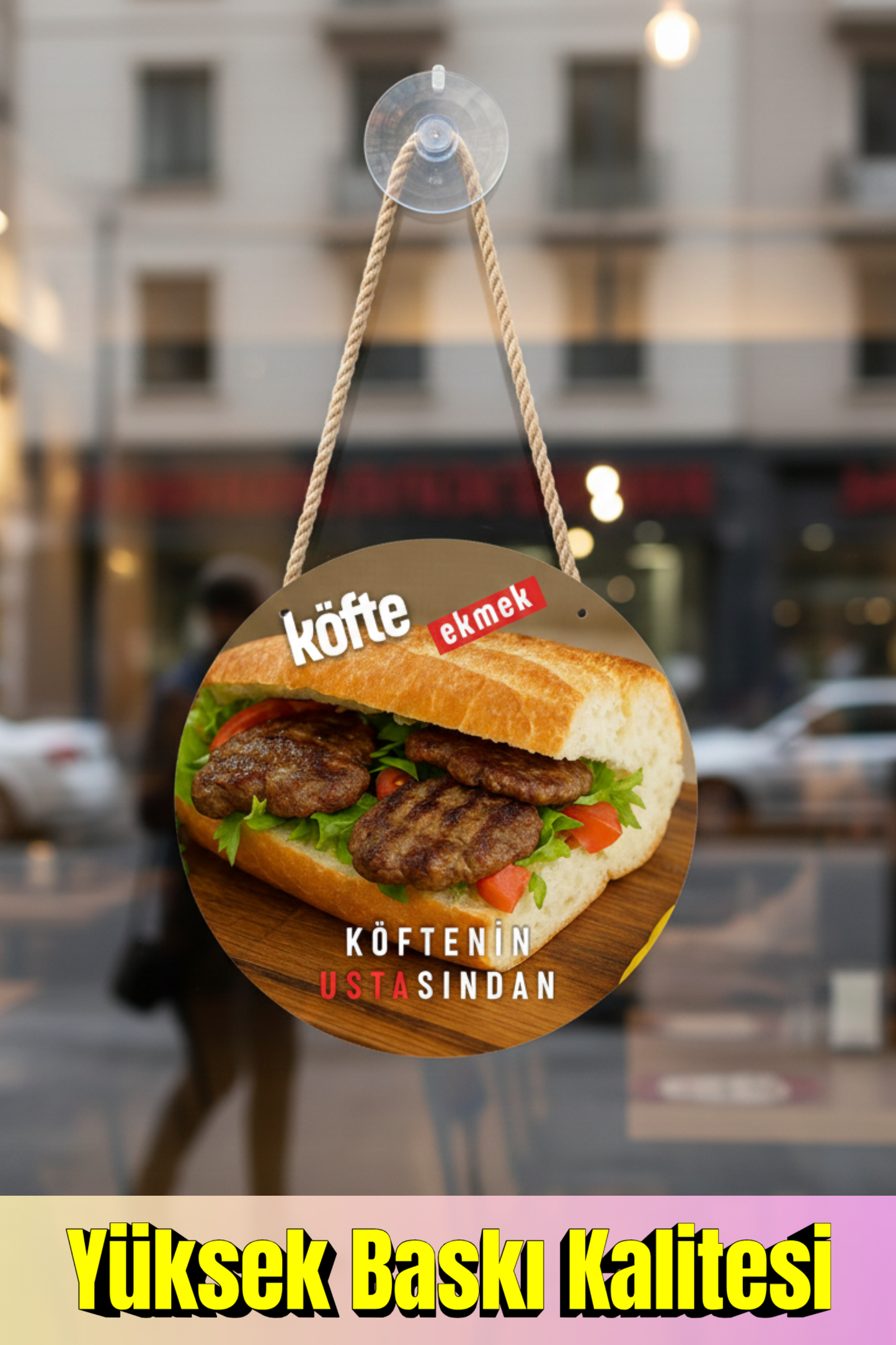 Köfte Ekmek Kapı ve Vitrin Asma Tabelası – 30x45 cm Asmaya Hazır Reklam Levhası