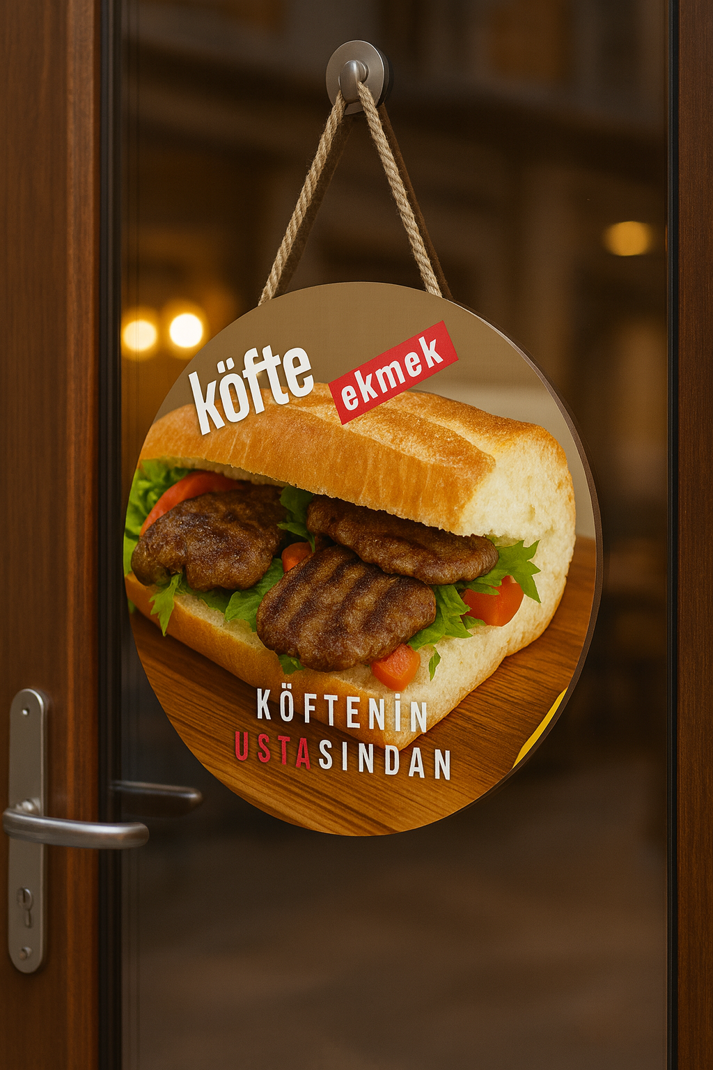 Köfte Ekmek Kapı ve Vitrin Asma Tabelası – 30x45 cm Asmaya Hazır Reklam Levhası