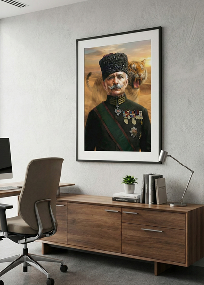 Fahreddin Paşa Çöl Kaplanı Çerçeveli Tablo - Medine Müdafii Tarihi Duvar Sanatı