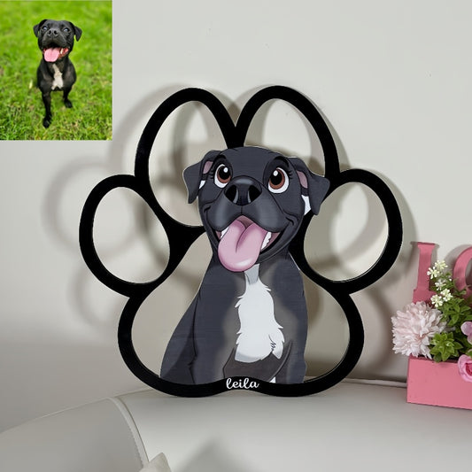 Kişiye Özel Karikatür Evcil Hayvan Pati Çerçevesi | Sevimli Köpek Tasarımlı Dekoratif Hediye