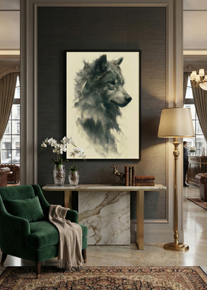 Kurt Figürlü Çerçeveli Tablo Modern Minimal Doğa Temalı Duvar Dekoru