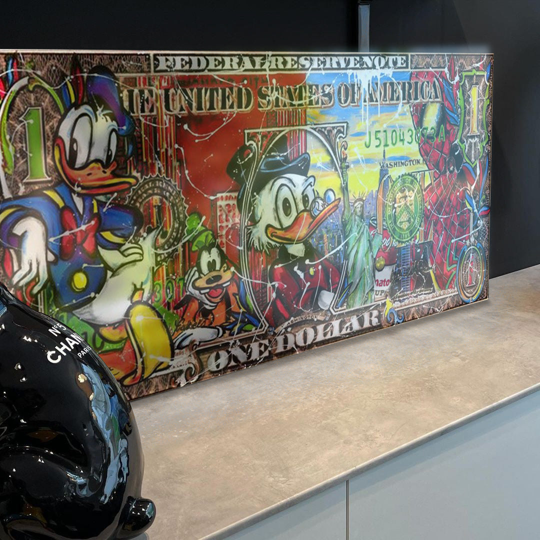 Disney Karakterli Pop-Art Dolar Tasarımlı Ofis Tablosu