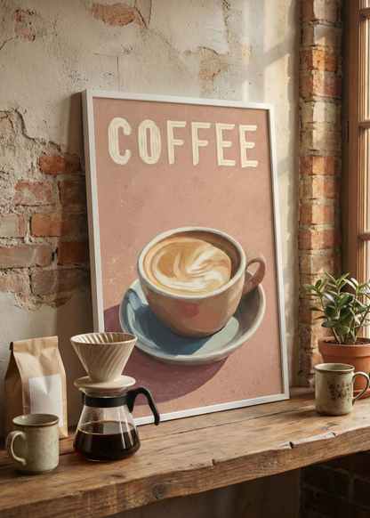 Coffee Temalı Çerçeveli Tablo Modern Kahve Duvar Dekoru Mutfak Kahve Köşesi Tablosu