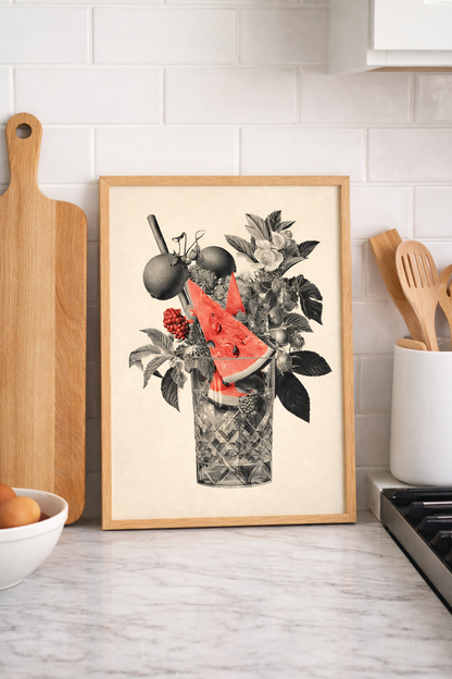 Yaz Temalı Karpuz ve Meyve Tasarım Dekoratif Duvar Tablosu