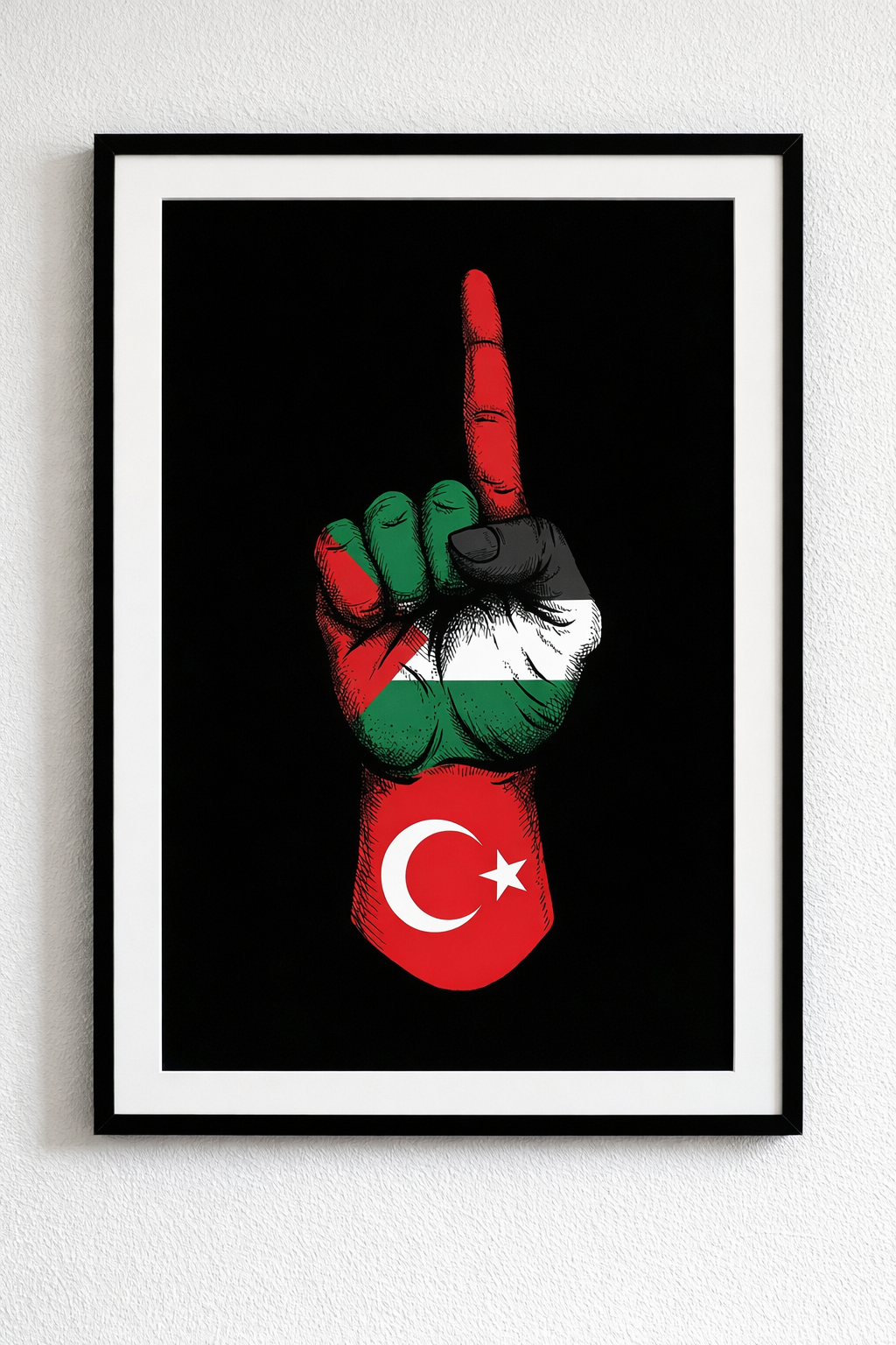 Türkiye Filistin Kardeşlik Temalı Siyah Çerçeveli Tablo - Dayanışma Tasarım