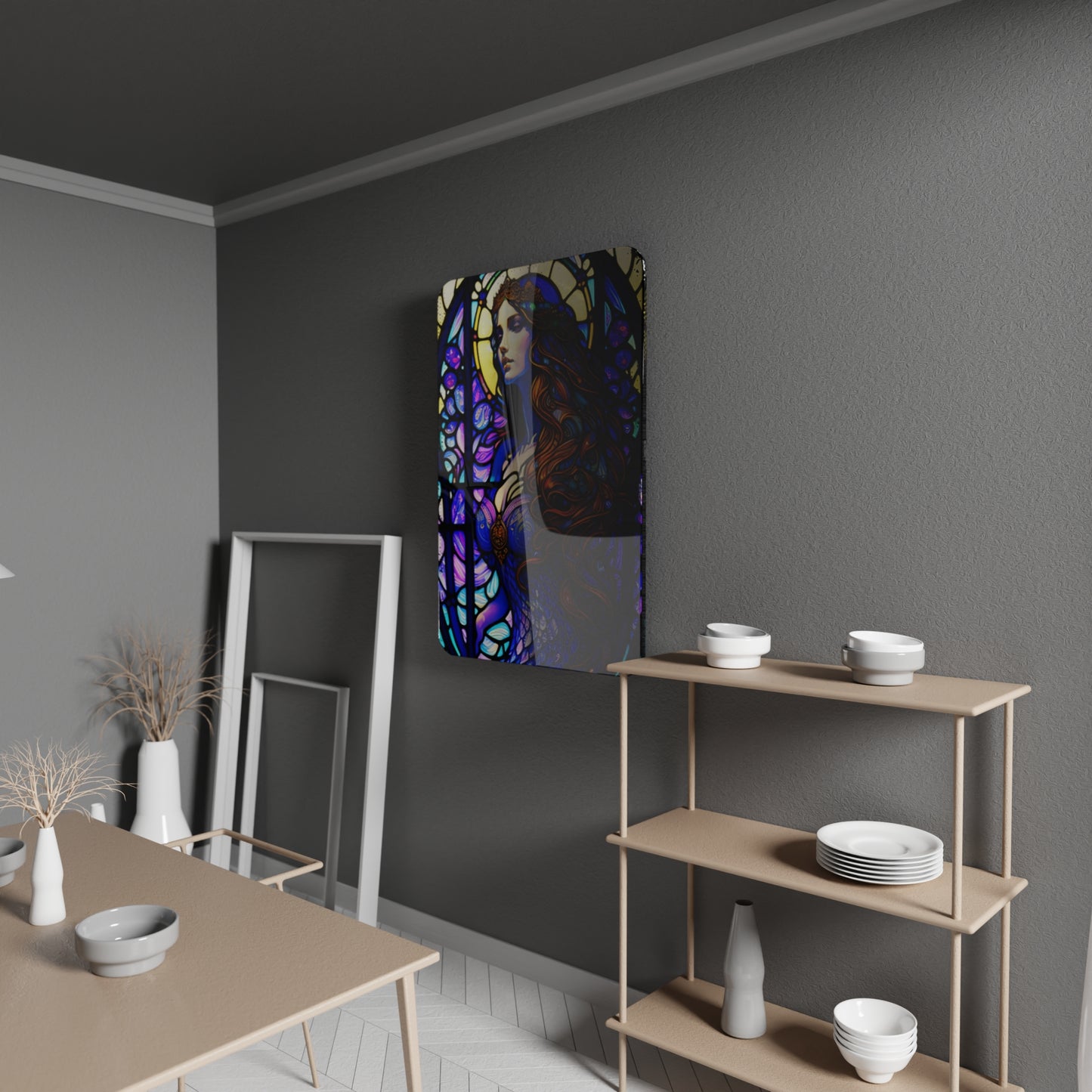 Modern Parlak Tablo-Mor Temalı Kadın