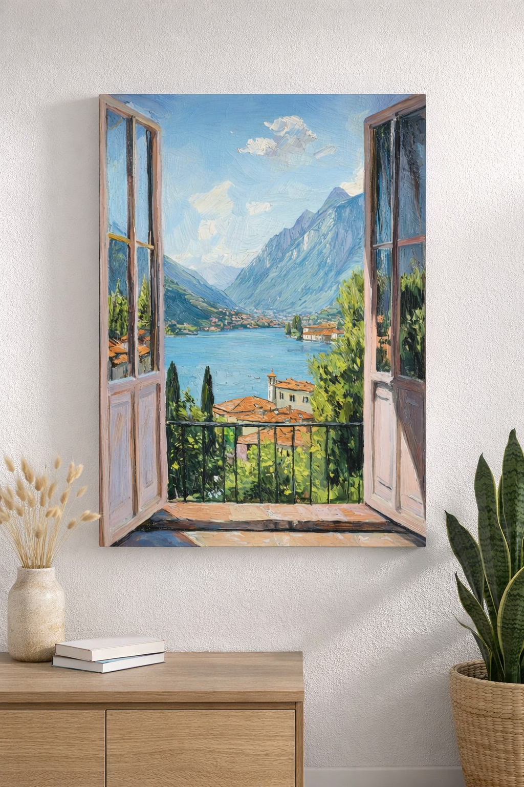 Pencere İllüzyonlu Manzara Tablosu - Salon ve Ofis İçin Kanvas Tablo