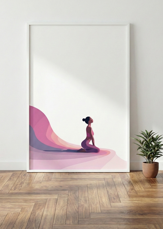 Minimalist Yoga ve Meditasyon Temalı Beyaz Çerçeveli Tablo