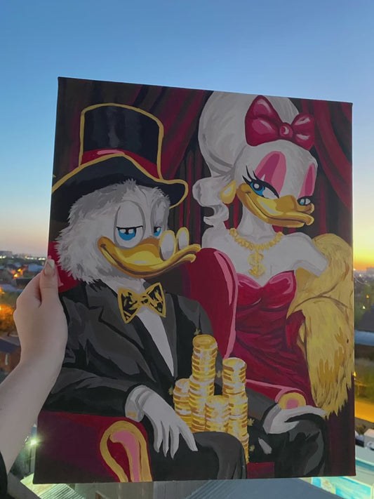Scrooge McDuck Ve Daisy Duck Kanvas Tablo