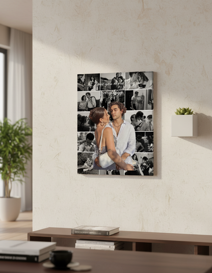 Kişiye Özel 13+1 Fotoğraflı Sevgiliye Hediye Kanvas Tablo | Renkli & Siyah Beyaz Tasarım | Aşk Dolu Duvar Dekoru