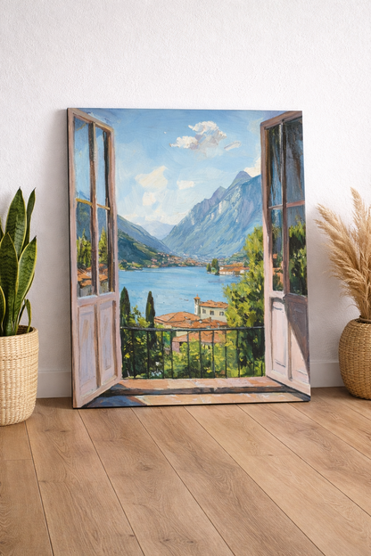 Pencere İllüzyonlu Manzara Tablosu - Salon ve Ofis İçin Kanvas Tablo