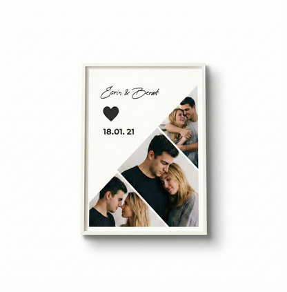 14 Şubat Sevgililer Günü Hediyesi Kişiye Özel Modern Tasarım Çerçeveli Anı Tablosu