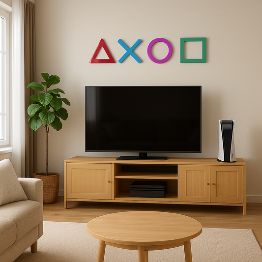 PlayStation Simgeleri Pleksi Duvar Dekoru – Oyun Odası, Gamer Köşesi ve Tarz Tasarım (Δ ✕ O ☐)