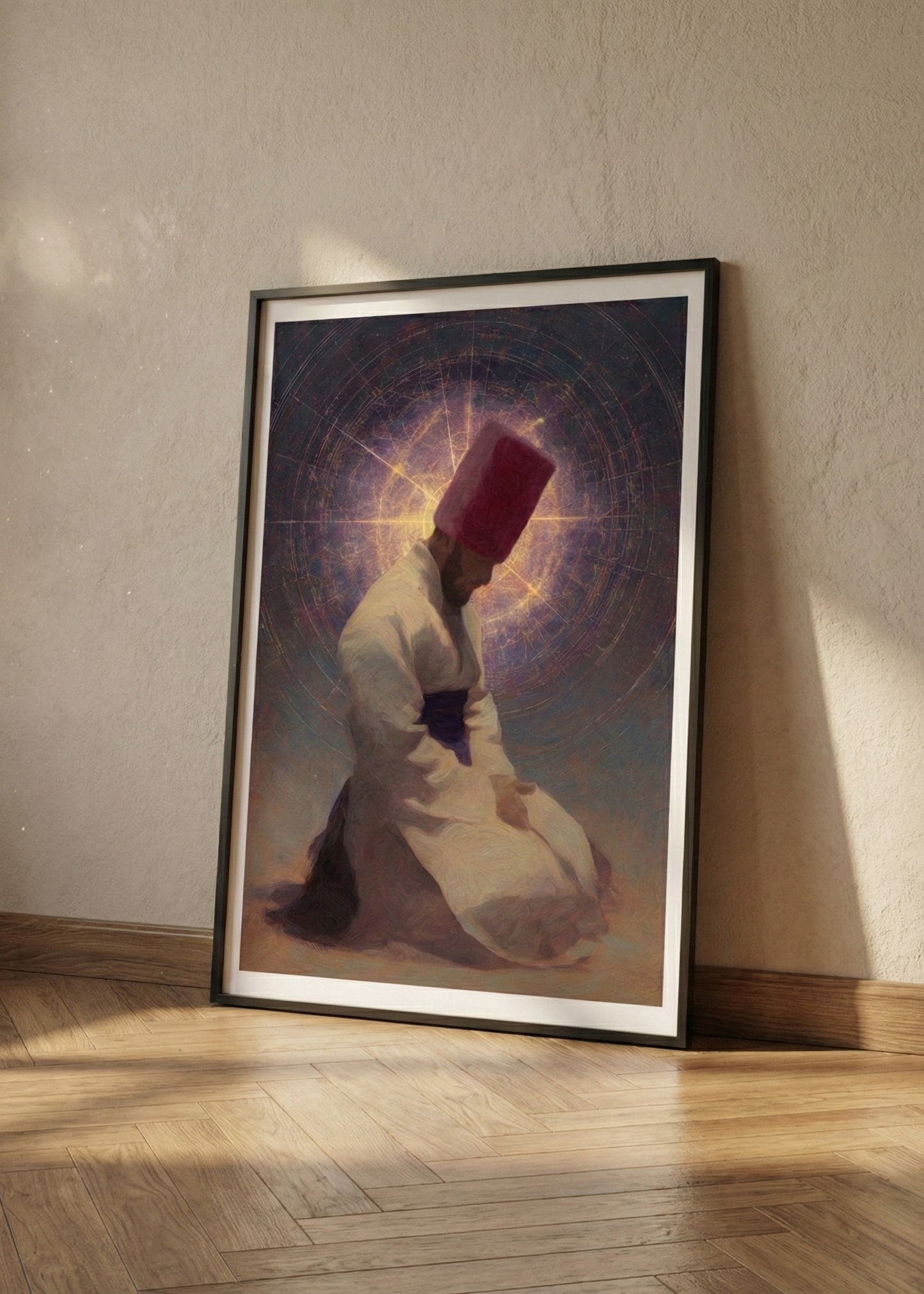 Semazen İllüstrasyon Çerçeveli Tablo - Mevlana Temalı Sanat Eseri