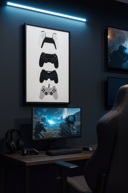 🎮 Oyun Tutkunlarına Özel Pleksi Gamepad Tablosu – Modern Oyun Odası Duvar Dekoru
