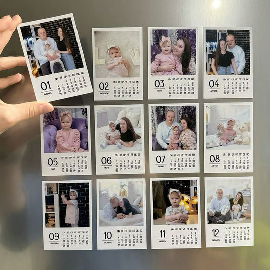 Personalized 12-Photo 2025 Calendar Polaroid-Style Magnet