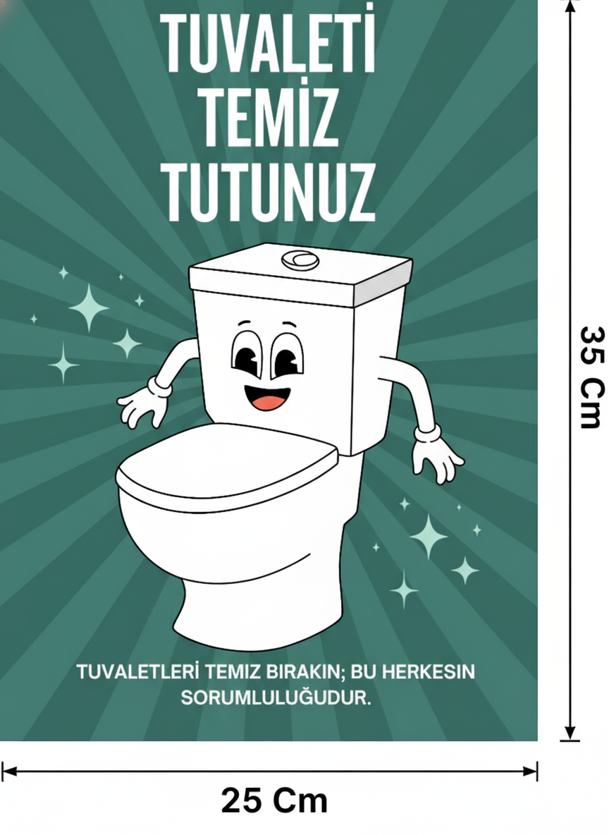 Tuvaleti Temiz Tutunuz Uyarı Levhası Kendinden Yapışkanlı 25x35 cm