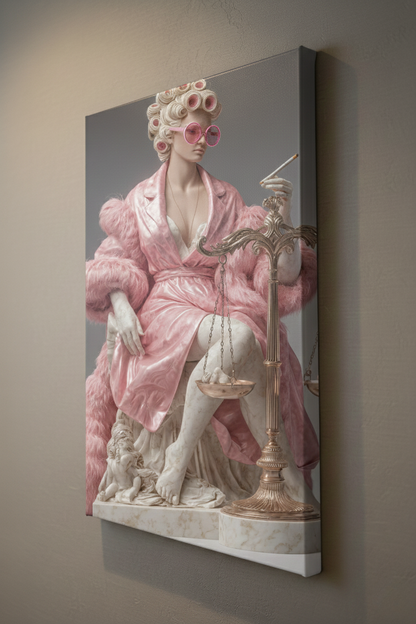 Themis Modern Pop Art Pembe Kanvas Tablo – Avukat & Hukuk Bürosu Dekoru