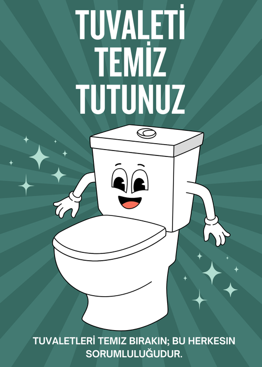 Tuvaleti Temiz Tutunuz Uyarı Levhası Kendinden Yapışkanlı 25x35 cm
